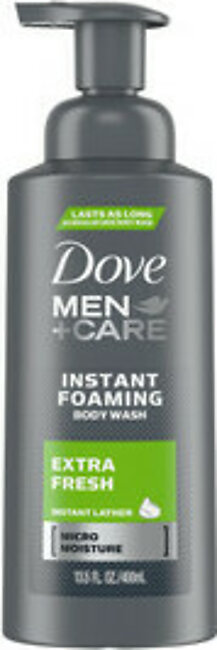 Dove Men+Care Extra Fresh Instant Lather Foaming Body Wash, 13.5 Oz