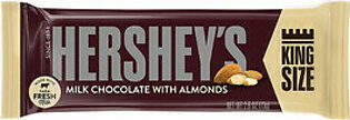Hersheys Milk Chocolate with Almonds King Size Candy Bar, 2.6 Oz, 18 Pack