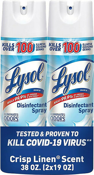 Lysol Crisp Linen Disinfectant Spray Pack Of 2, 19 Oz