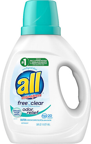 All Liquid Laundry Detergent Free Clear with Odor Relief 20 Loads, 36 Oz