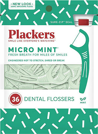 Plackers Micro Mint Dental Floss Picks, 36 Ea