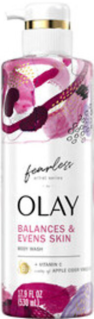 Olay Fearless Artist Series Skin Balancing Body Wash with Vitamin C and Notes of Apple Cider Vinegar, 17.9 Oz