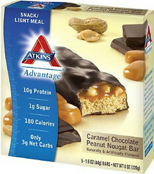 Atkins Advantage Caramel Chocolate, Peanut Nougat Bar, 1.6 Oz - 5 Ea