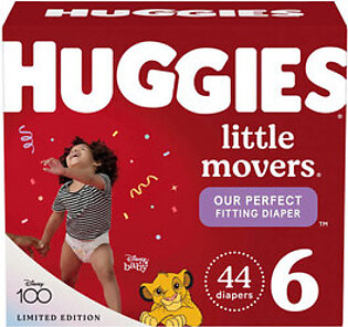 Huggies Little Movers Baby Diapers, Size 6, 44 Ea