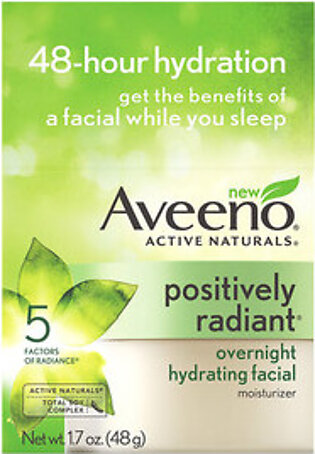 Aveeno Active Naturals Positively Radiant Overnight Hydrating Facial Moisturizer Cream, 1.7 oz