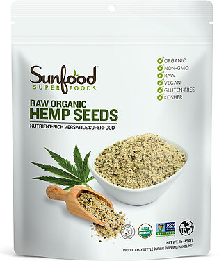 Sunfood Superfoods Raw Organic Shelled Hemp Seeds, 16 Oz