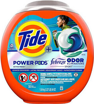 Tide Power Pods Laundry Detergent Pacs With Febreze Sport, 54 Oz
