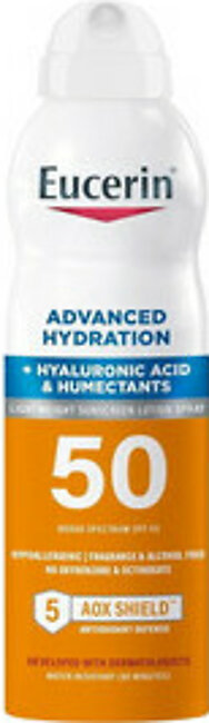 Eucerin Advanced Hydration Sunscreen Spray, Spf 50, 6 Oz