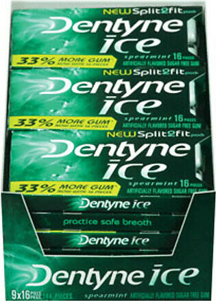 Dentyne Ice New Split2Fit Sugar Free Spearmint Gums - 16 Ea, 9 Pack