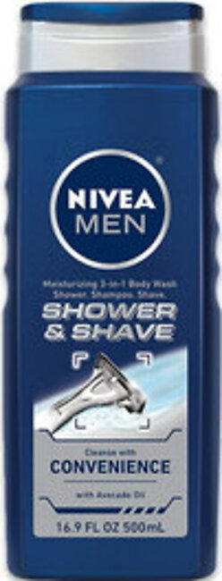 Nivea For Men Active Shower And Shave Body Wash, 16.9 Oz
