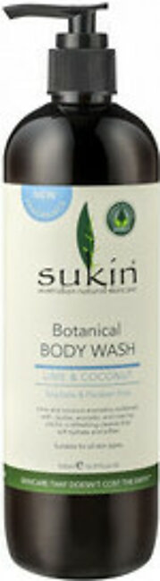 Sukin Natural Botanical Body Wash, Lime and Coconut, 16.9 Oz