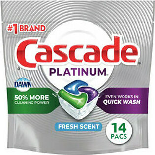 Cascade Platinum ActionPacs Dishwasher Detergent, Fresh, 14 Ea