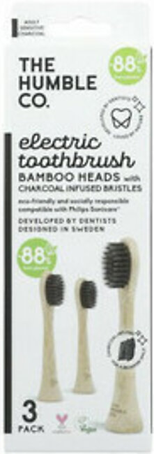 The Humble Co Electric Toothbrush Replaceable Bamboo Head With Charcoal Infused, 3 Ea