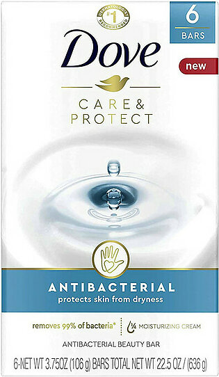 Dove Beauty Antibacterial Bar Soap, 3.75 Oz, 6 Bars