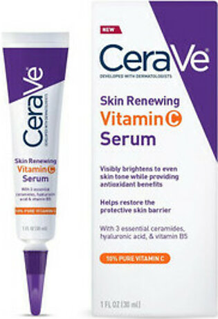 CeraVeSkin Renewing Face Serum with Vitamin C and Hyaluronic Acid, 1 Oz