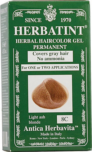 Herbatint Permanent Herbal Haircolor Gel #8C Light Ash Blonde, 4.56 Oz