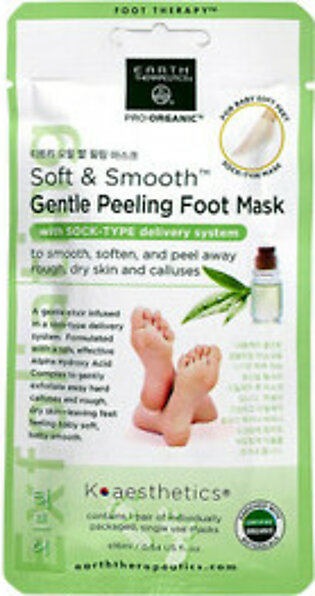 Earth Therapeutics Soft & Smooth Gentle Peeling Foot Mask, 0.54 Oz