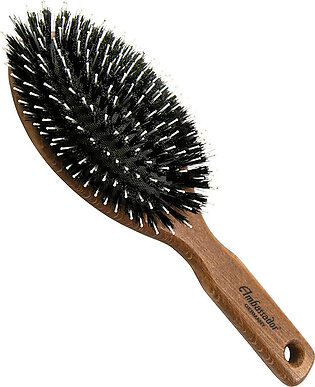Ambassador Hairbrush, Nylon Quills In Cushion Oval Oak Handle Brush, 1 Ea