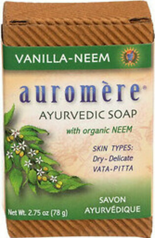 Auromere Ayurvedic Bar Soap for Dry and Delicate Skin, Vanilla and Neem, 0.71 Oz