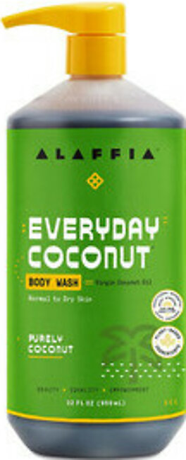 Alaffia Everyday Coconut Body Wash, Normal to Dry Skin, Purely Coconut, 32 Oz