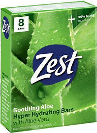 Zest Deodorant Bar Soap, Fresh Aloe, 4 Oz, 8 Ea