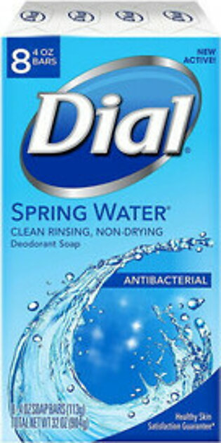 Dial Spring Water Antibacterial Deodorant Bath Soap 4 Oz, 8 Ea