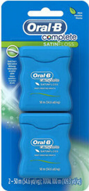 Oral-B Complete SatinFloss Dental Floss Mint, Twin pack, 50M x 2 Ea