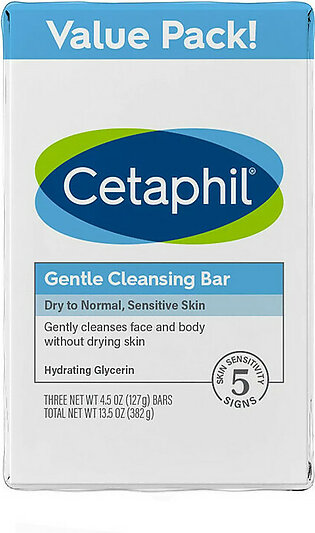 Cetaphil Gentle Cleansing Bar Value Pack, Sensitive Skin, 3 Ea