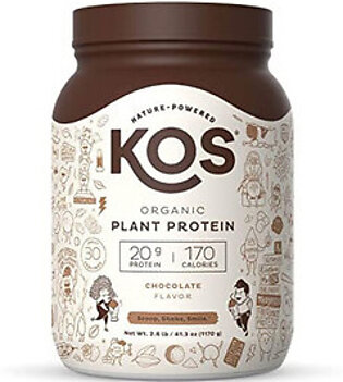 KOS Nature Powered Organic Plant Protein Powder, Chocolate Flavor, 41.3 Oz