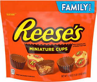 Hersheys Reeses Miniatures Milk Chocolate Peanut Butter Cups Candy, 17.6 Oz