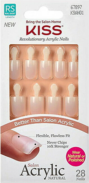 Kiss Salon Acrylic Natural Nails Kit, Real Short, 28 Ea