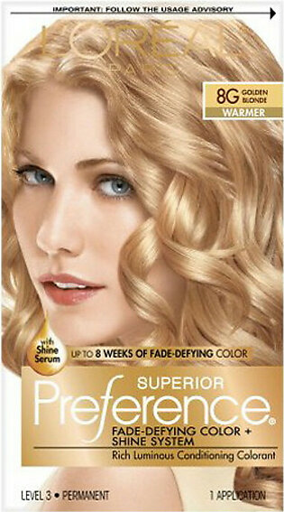 Loreal Superior Preference Hair Color, 8G Golden Blonde - 1 Ea