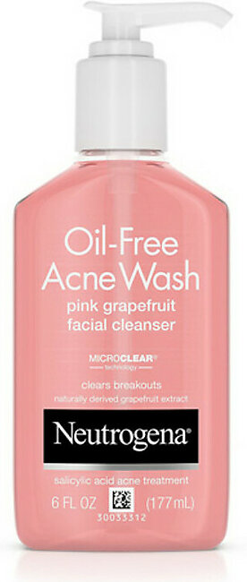 Neutrogena Oil-Free Acne Wash Facial Cleanser, Pink Grapefruit - 6 Oz