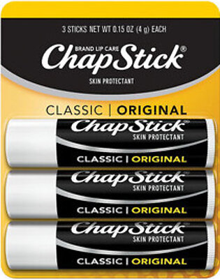 ChapStick Skin Protectant Classic Original Lip Balm Pack, 3 Ea