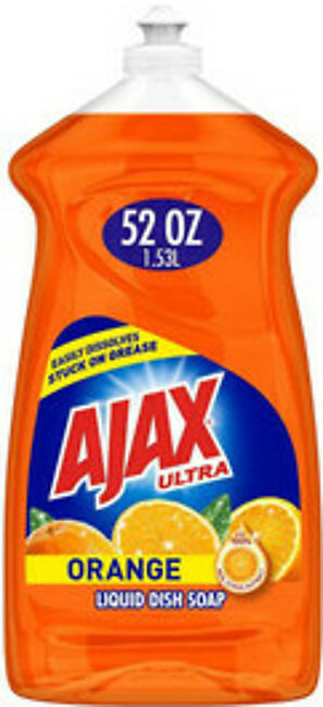 Ajax Ultra Triple Action Dishwashing Liquid Dish Soap, Orange, 52 Oz