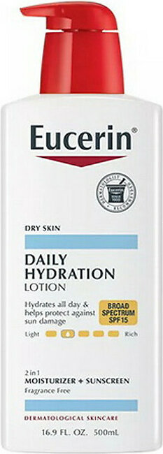 Eucerin Daily Hydration Body Lotion for Dry Skin, SPF 15, 16.9 Oz