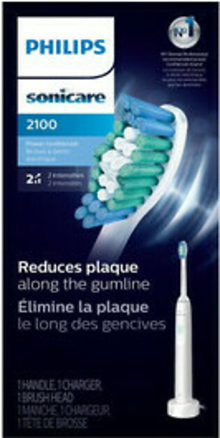 Philips Sonicare 2100 Rechargeable Electric Power Toothbrush, White Mint HX3661/04, 1 Ea