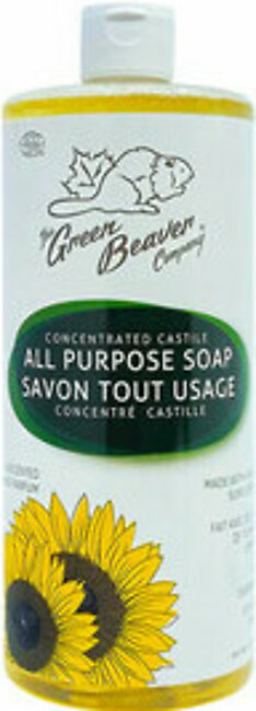 The Green Beaver All Purpose Castile Soap, Unscented, 33.4 Oz