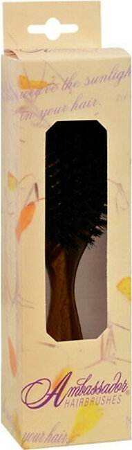 Ambassador Hairbrushes Pure Natural Bristle Hairbrush Oval Dark Wood, 1 Ea