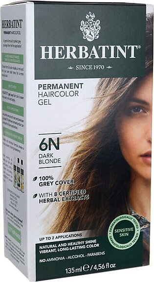 Herbatint Permanent Herbal Haircolor Gel With Aloe Vera 6N Dark Blonde, 4.5 Oz