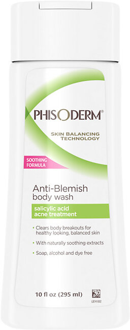 Phisoderm Anti-Blemish Acne Body Wash, 10 Oz