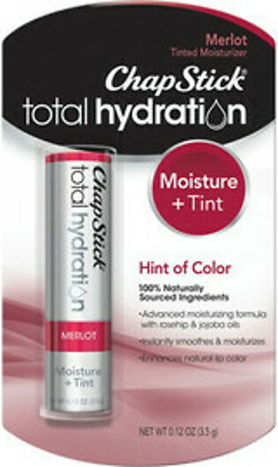 ChapStick Total Hydration Tinted Moisturizer Lip Balm, Merlot, 0.12 Oz