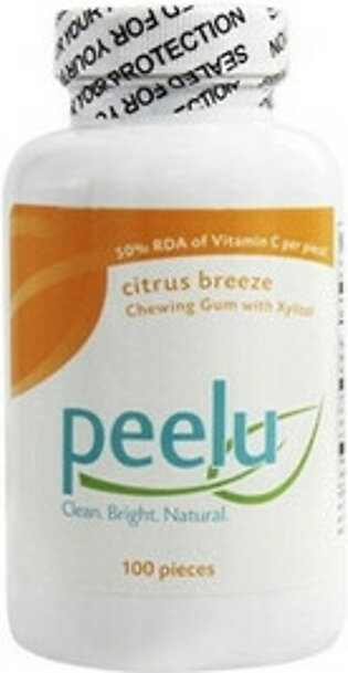 Peelu Chewing Gum with Xylitol and Vitamin C Citrus Breeze, 100 Ea