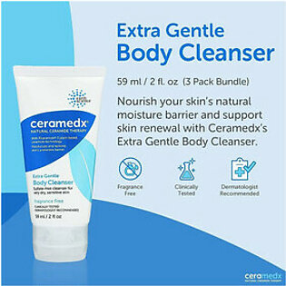 Ceramedx Extra Gentle Body Wash Cleanser for Sensitive Skin, Fragrance Free, 2 Oz