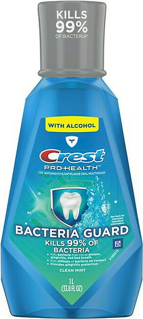 Crest Pro Health Antibacterial Mouthwash, Clean Mint, 33.8 Oz