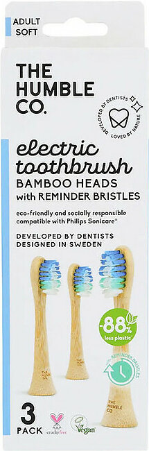 The Humble Co Electric Toothbrush Replaceable Bamboo Head Fading Bristle, 3 Ea