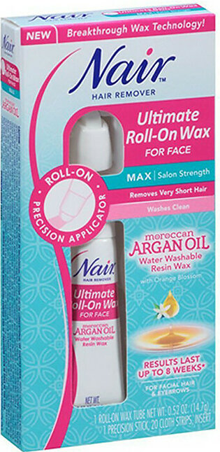 Nair Hair Remover Ultimate Moroccan Argan Oil Roll-On Wax For Face - 0.5Oz