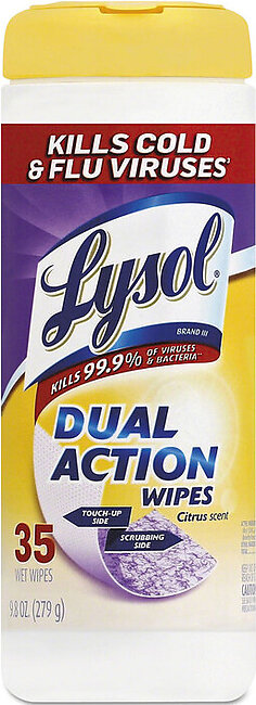 Lysol Dual Action Disinfecting Wipes, Citrus, 35 Ct