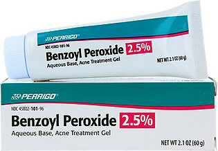 Perrigo Benzoyl Peroxide 2.5 Percent Hydroalcoholic Base Acne Gel For Acne Treatment - 60 Gm