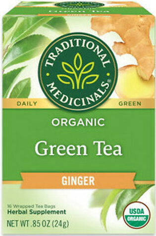 Traditional Medicinals Organic Green Tea With Ginger Herbal Tea Bags, 16 Ea